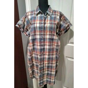 Orvis Plaid Shirt Dress Women Size Large  Cotton Western Cowgirl Rodeo Roundup